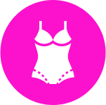 Feminine undergarment symbol, vibrant pink backdrop