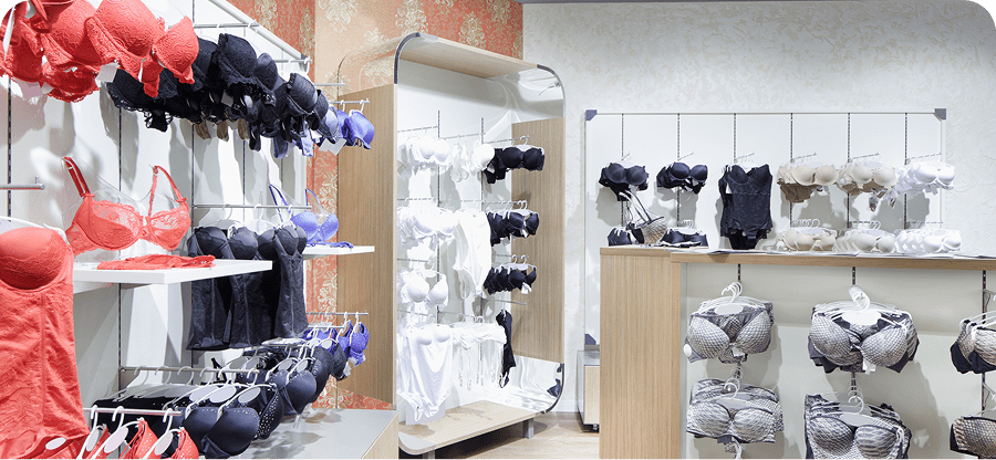 Assorted lingerie in retail shop